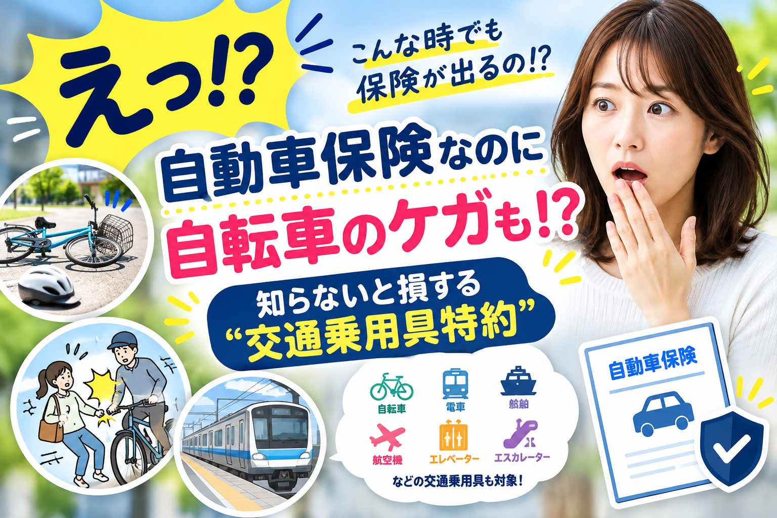 えっ！？こんな時でも保険が使えるの！？知っておきたい「人身傷害交通乗用具事故特約」